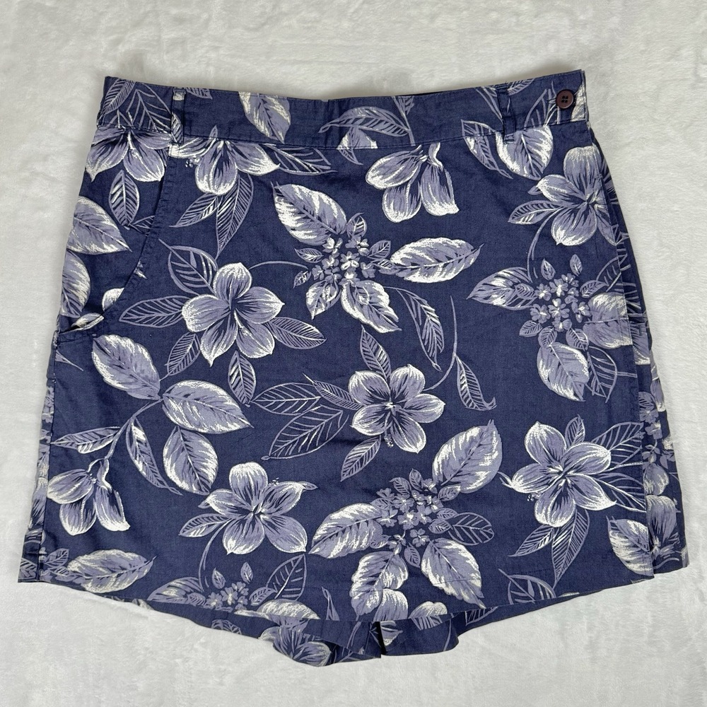 Y2K Woolrich Floral High Rise Wrap Skort‎ Size 14 Skirt Shorts Blue White Cotton